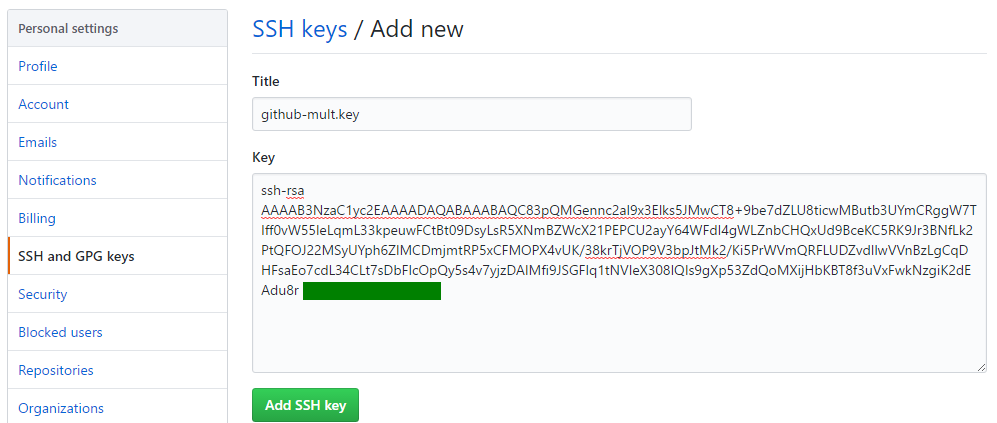 github cli add ssh key